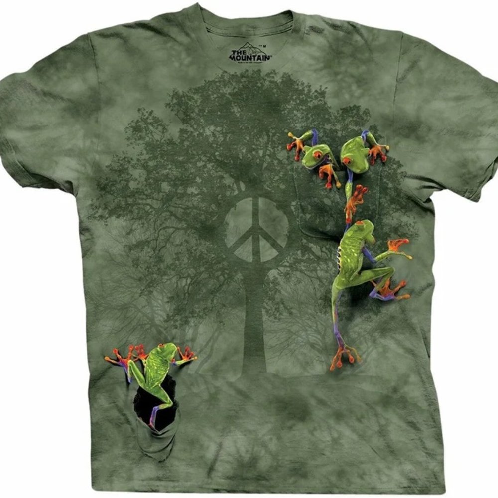 Peace Tree Frog Green Geico Nature Jungle Cute Amphibian Mountain T-Shirt 4X
